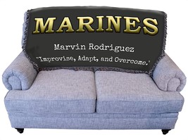 US Marine Corps Blanket - Personalized - Gift Military Tapestry Throw for, 61x36 - £62.34 GBP