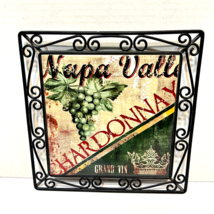 Napa Valley Hardonnay Metal Ceramic Free Standing Wall Trivet Decoration 8 x 8&quot; - £13.02 GBP