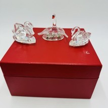 Swarovski Crystal Swan Set Figurines 3 Pieces Vintage Lot Miniatures Home Decor - £197.84 GBP