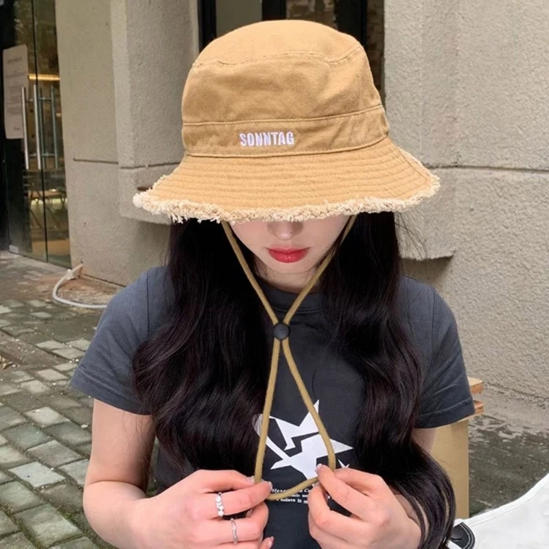 Unisex Embroidery Bucket Hat Old-fashioned Fisherman Hat for Summer Spring - £16.11 GBP