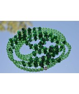 True Vintage Greenl Glass Bead 57&#39;&#39; necklace with spacers &#39;&#39;NICE&#39;&#39; - £20.94 GBP