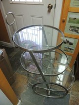 Mid Century Modern Tea Cart Server Trolley Butler Iron &amp; Glass Cart thre... - $7,582.04 MXN