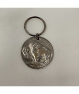 Vintage Buffalo 1935 Nickel Keychain Large Metal Key Ring 2&quot; diameter - £10.89 GBP