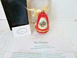 MR.CHRISTMAS MUSICAL GLASS ORNAMENT TRINKET BOX BY VALERIE RED BELLS 4.2... - $147.53 MXN