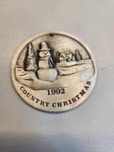 Country Christmas 1992 Pewter Round Ornament First Snow Snowman SPEC CAST - £8.44 GBP