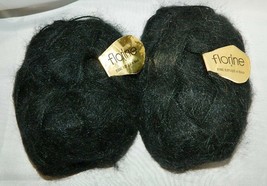 Florine Acrylique Mohair Yarn Lot of Two Skeins 2 Acrylic Knitting Black Vintage - £19.37 GBP