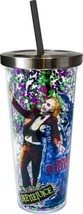 Beetlejuice Movie Smiling Figure 16 oz Glitter Travel Cup with Straw NEW UNUSED - £10.11 GBP