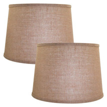 Burlap Drum Lampshades For Table Lamps And Floor Lights, Set Of 2, Brown - £59.28 GBP