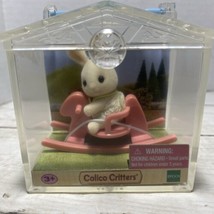 Calico Critters Mini Bunny Rabbit Baby on Pink Rocking Horse With Carry Case New - £12.65 GBP