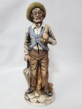 Vintage Ceramic Figurine Old Man Standing with Umbrella Figurine 10” Tall Man - £3.62 GBP
