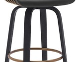 Benjara Maya 31 Inch Swivel Barstool Chair, Faux Leather, Metal Slats, B... - £414.31 GBP