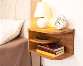 Modern Floating Nightstand, Minimalist Wood Bedside Table with Ample Storage Spa - £193.52 GBP