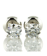 Diamond Stud Earrings Round Real 1.10 Carat E/F VVS2 Lab Created 14K Whi... - $2,430.08 CAD