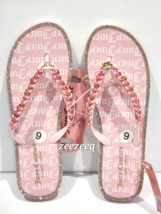 Pink Gold Juicy Couture Bling Rhinestones Flip Flop Sandals Size 9 - $29.69