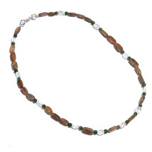 Natural Unakite Crystal Aventurine Gemstone Mix Shape Beads Necklace 17&quot; UB-6903 - £7.65 GBP
