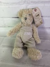 Sabon Soap Teddy Bear Beige Plush Stuffed Animal Toy With Knit Sack Overalls - £19.38 GBP