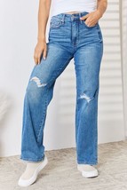 Judy Blue Full Size High Waist Distressed Straight-Leg Jeans - £43.06 GBP
