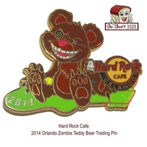 Hard Rock Cafe 2014 Orlando Zombie Teddy Bear Trading Pin (price reduced) - $9.95