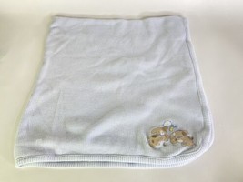 Koala Baby Cotton Waffle Knit Blue Security Blanket With Brown Dogs VTG FLAWED - £55.53 GBP