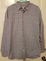 Peter Millar Mens Long Sleeve Shirt Size Large Red White &amp; Blue Plaid - £11.46 GBP