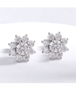 18K 925 Sterling Silver 2.8CT Round Cut Full Moissanite Sunflower Stud E... - $271.65 CAD
