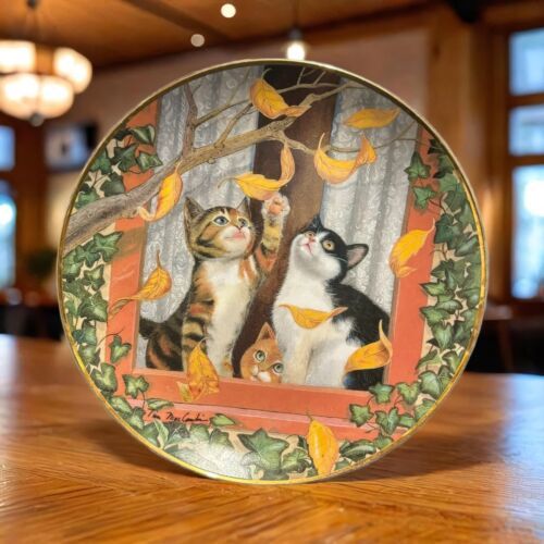 FALL FROLIC Cats Collector Plate Franklin Mint Heirloom Turi MacCombie Porcelain - £18.69 GBP
