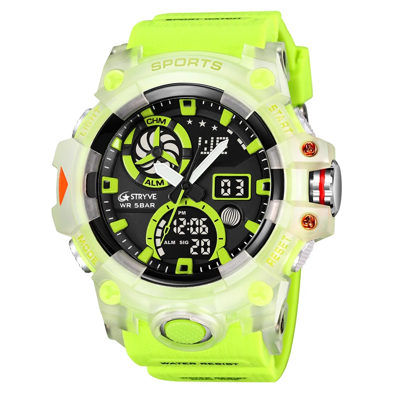 STRYVE  Men   Dual Display og Digital LED Electronic  50m Waterproof Watch 8027 - £92.80 GBP