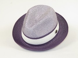 Men's Bently Semi Crushable Fedora Briad Straw Hat Dante DA225 Purple White image 2