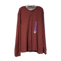 Members Mark Mens Red Wine Waffle Knit Thermal Henley Shirt Size 2XL New - $7.91