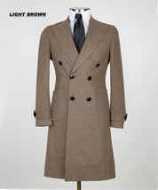 Mens Overcoats Double Breasted Mid Long Trench Coats 100% Wool Thick Warm Coat - £150.33 GBP+