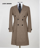 Mens Overcoats Double Breasted Mid Long Trench Coats 100% Wool Thick War... - £148.61 GBP+