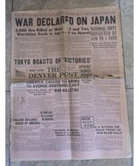 Original Dec 8 1941 Denver Post WAR DECLARED ON JAPAN Pearl Harbor WWII ... - $95.00