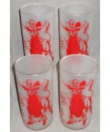 1955 Set (4) 24 oz TEXAS HIGHBALL Glass Tumbler THE ORIGINAL TEXAS BULL - $54.29 CAD