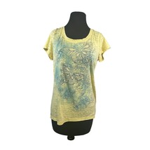 Sonoma Goods for Life Women&#39;s Size Medium Yellow and Blue Butterfly Shirt - £13.42 GBP