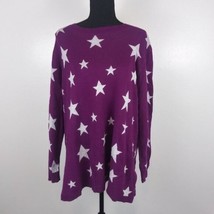 Lane Bryant Star Graphic Tunic Sweater 18 20 Purple Knit Pullover Crew Neck - $16.40