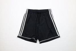 Vtg Adidas Mens Medium Spell Out Striped Running Soccer Shorts Black Pol... - £31.24 GBP