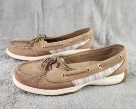 Sperry Top Sider Shoes Womens Size 7.5 Brown Leather Rainbow Striped Casual Boat - £19.83 GBP