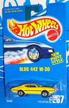 Hot Wheels Early-Mid 1990s Mainline #267 Olds 442 W-30 Yellow w/ BWs Cutlass - £6.18 GBP