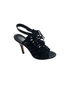Pour La Victoire Black Strappy High Heel Sandals 8.5 Tie Laces Stiletto - $15.20 CAD