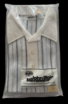 John Blair Vintage Shirt Menswear Polo Blue White Stripes New Large L 70&#39;s - $22.00