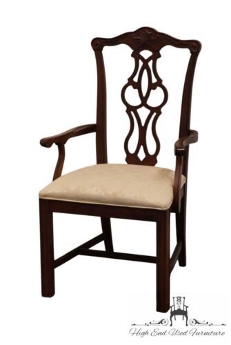 STANLEY FURNITURE Solid Cherry Traditional Chippendale Style Dining Arm Chair - $599.99