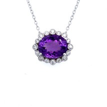 Natural Amethyst Diamond Pendant 17.5&quot; 14k WG 15.51 TCW Certified $5,975 216891 - £2,761.34 GBP