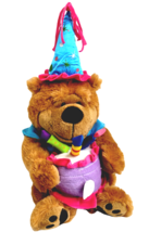 Burton &amp; Burton Birthday Bear Plush Stuffed Animal 14&quot; Cake Musical Shirt - $14.20