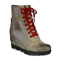 Sorel Women Wedge Heel Combat Boot Lexie Wedge Size US 5M Quarry Gray Leather - £69.99 GBP