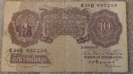 Great Britain, Bank of England 10 Shillings Note, 1940-48, for Money-Col... - £47.15 GBP