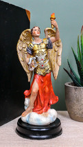 Catholic Church Archangel Saint Uriel With Holy Spirit Torch Statue With... - £16.38 GBP