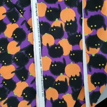 2 Yards Black Cat Pumpkin Alexander Henry Belinda&#39;s Big Kitty De Leon Design - $17.72