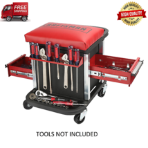 Craftsman Garage Glider Sliding Rolling Portable Tool Chest Seat Stool 2 Drawer - £107.31 GBP