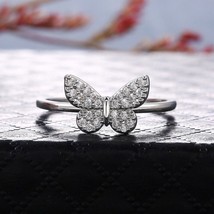 1.00Ct Round  Simulated Diamond butterfly Engagement Ring 14k White Gold Plated - £70.35 GBP