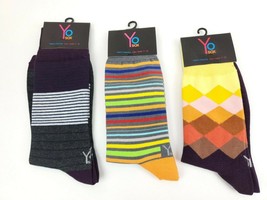 3 Pack Yo Sox Graphic Print Mens Crew Socks Geometric Dress Size 7-12 - $30.26 CAD